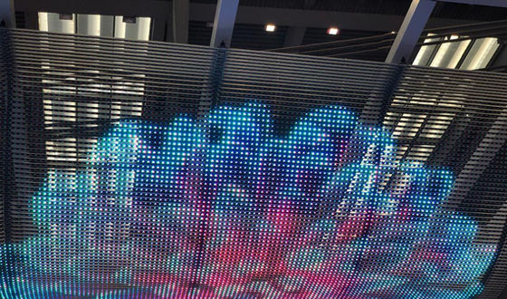 High Brightness Outdoor IP67 Flexible LED Mesh Display P50 P83 P100 with Transparent Design