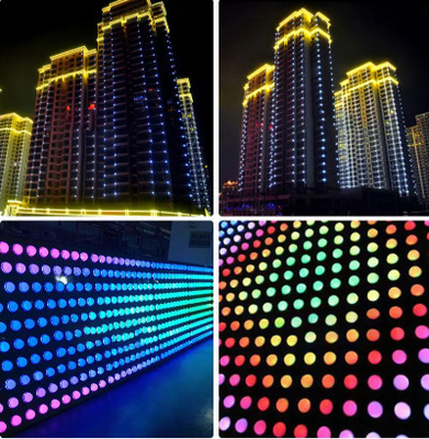 نورپردازی نمای بیرونی LED چند رنگی 10 سانتی متری چراغ های RGB قابل برنامه ریزی پیکسلی برای سرگرمی