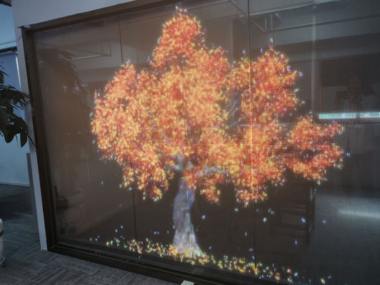 صفحه نمایش شفاف رنگی LED RGB برای پنجره های فروشگاه