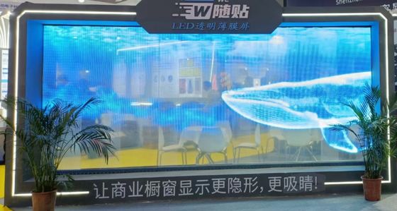 P6 فیلمی فوق العاده نازک شفاف LED برای دیوار ویدئویی داخلی نصب آسان با صفحه PCB RGB DC5V