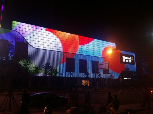 IP68 ضد UV RGB Retardant Flame LED Mesh Screen برای روشنایی نمای بیرونی