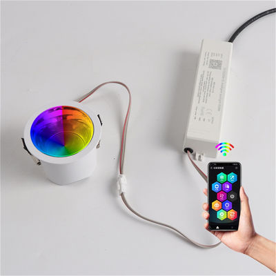 کنترل اپلیکیشن هوشمند موبایل، 12 وات RGBW LED Downlight Recessed بدون تراش 400LM ضد درخشش برای تجارت و خانه