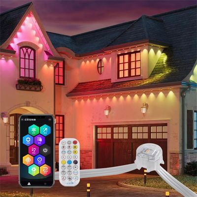 چراغ‌های کریسمس هوشمند RGB فضای باز 20MM DC12V کنترل‌کننده اپلیکیشن IP67 ضدآب برای تزئین سقف و لبه‌ها