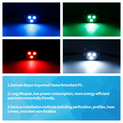 30mmLED Pixel Point Light RGBW DMX512 Programmable IP67 Waterproof 12V LED Dot Light for Building Facade Landscape Decor